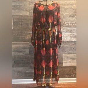 Two by Vince Camuto Sheer Boho Maxi Dress Size L.